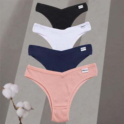 Premium Cotton Brazilian Panties – 4-Piece Set for Women