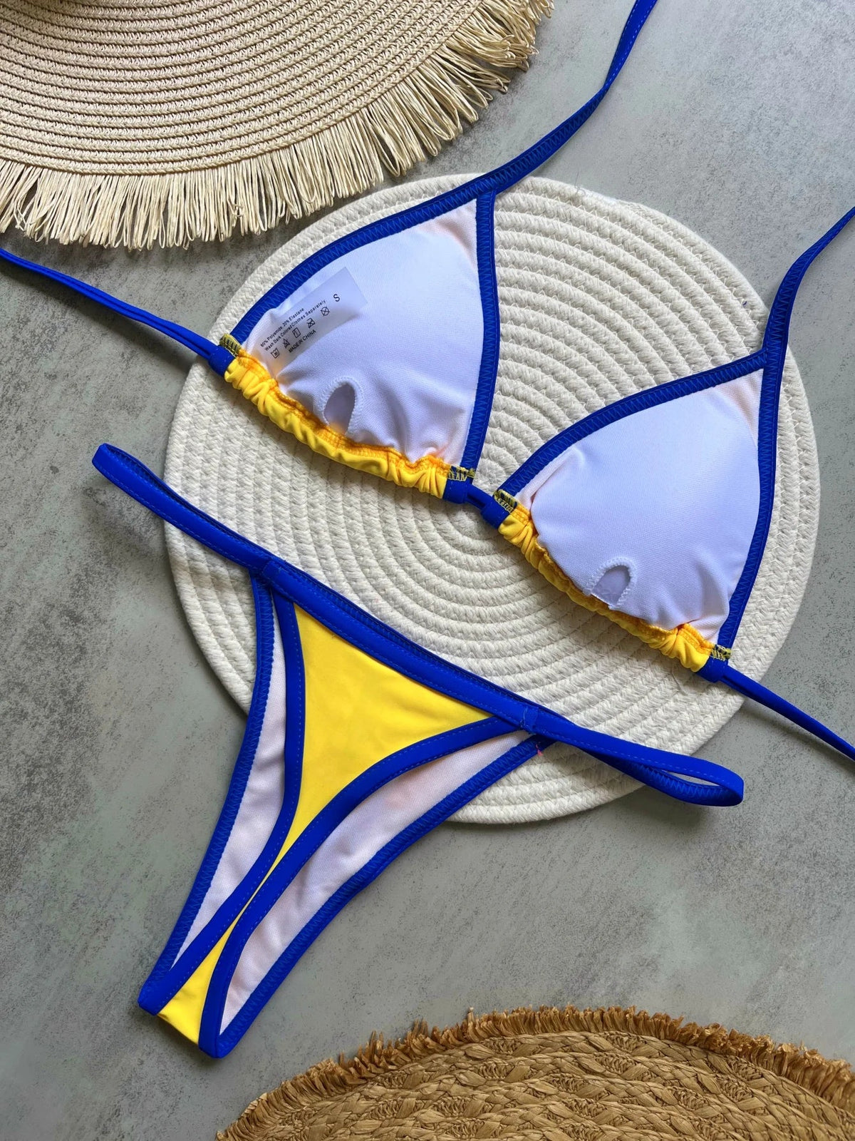 Solid color sexy embroidered Brazilian flag bikini set, women&
