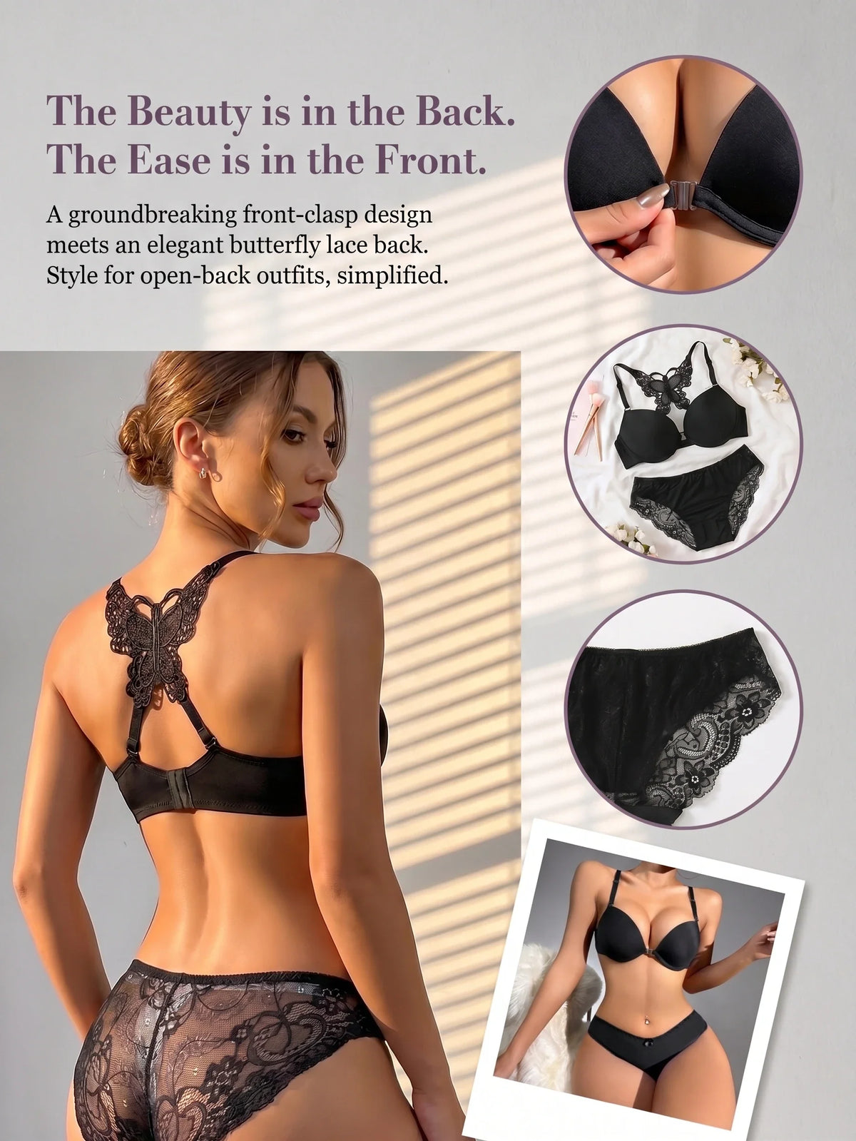 2-piece set of sexy red front button braissere push up women&