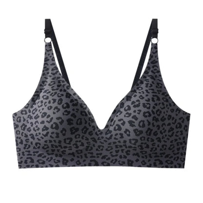 No-Show Seamless Bras For Women Non-wire V-neck Bralette Leopard Print Removable Pads Sports Underwear Sexy Lingerie S-5XL