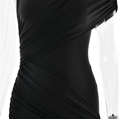 Irregular Pleated Mini Dress | Tassel Hem Streetwear Dress - Femstylo