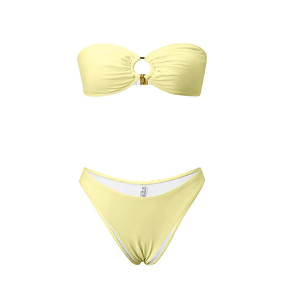 2026 Summer Womens Solid Color Bikini Sets Strapless Bra Tops with Thong Swimsuits 2 Pcs Set Bathing Suits for Beach Pool