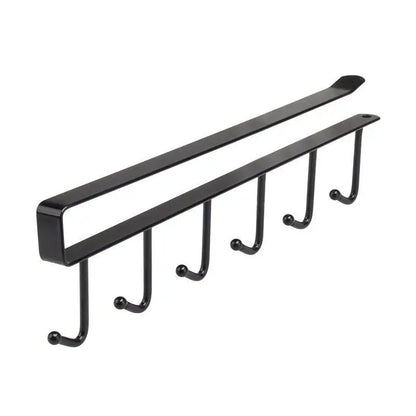 Household Kitchen Cabinet Bottom Shelf Hanging Hook, Non Perforated Cloth Rack, 6-Hook Organizing Rack, Spatula Hanging Rack
