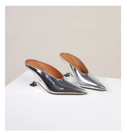 Design Fashion Platform Wedges High Heels Mule Women Slippers Concise Shallow Pointed Toe Party Dress Ladies Shoes 2026