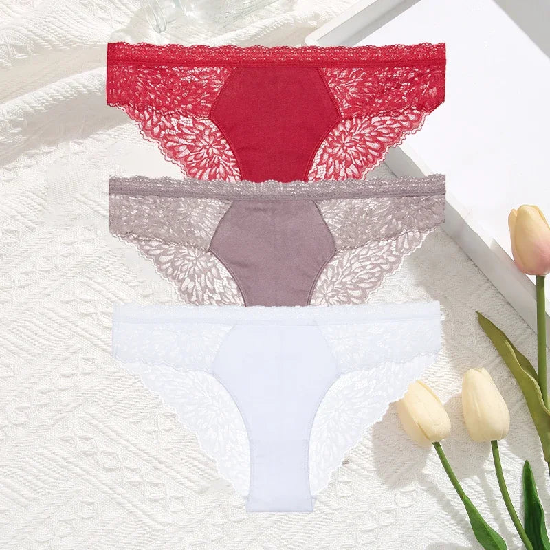 Premium Seamless Lace Briefs for Women – 3-Piece Set