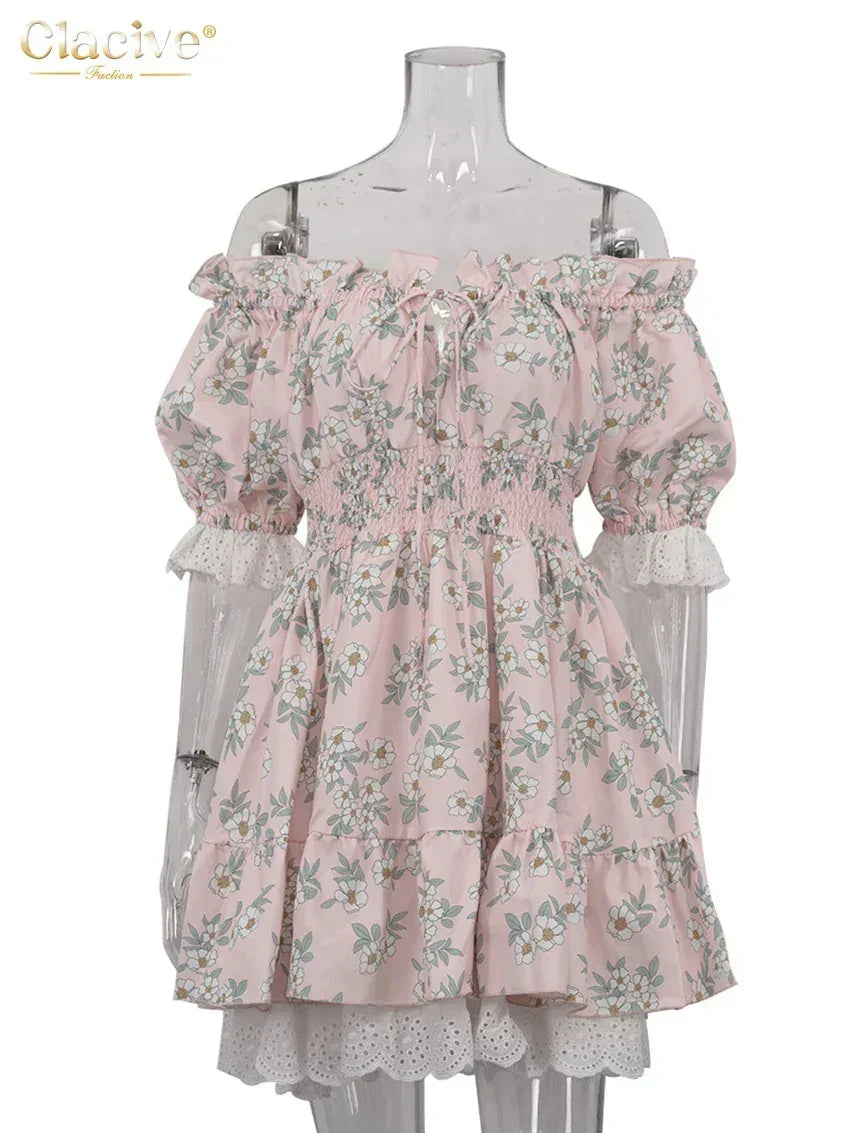Clacive Summer Slim Print Women&