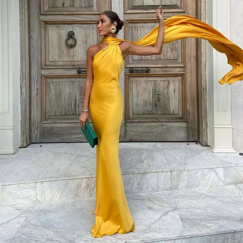 Backless Lace-Up Maxi Dress | Ribbon Sleeveless Evening Gown - Femstylo
