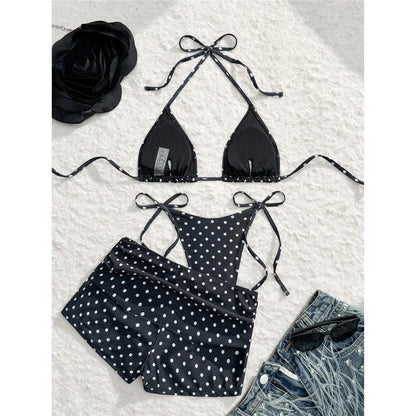 S - XL With Shorts Polka Dot Halter Bikini Female Swimsuit Women Swimwear Three-pieces Bikini Set Bather Bathing Suit Swim V8292