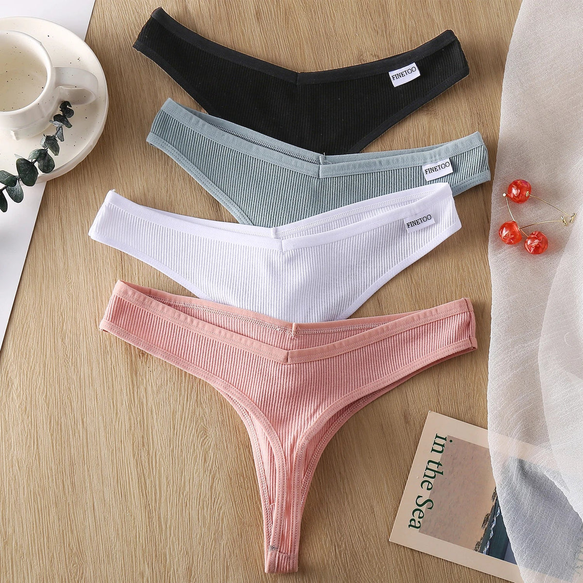 3-Piece Cotton G-String Thongs for Women – Breathable Low-Rise Panties