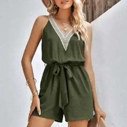Women Sleeveless V-Neck Romper – Stylish Summer Romper