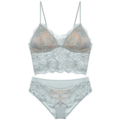 Sexy Backless Bralette French Sheer Mesh Halter Top Wireless Comfortable No Show Anti Nipple Bra &amp; G String Australia Hot MOYISU