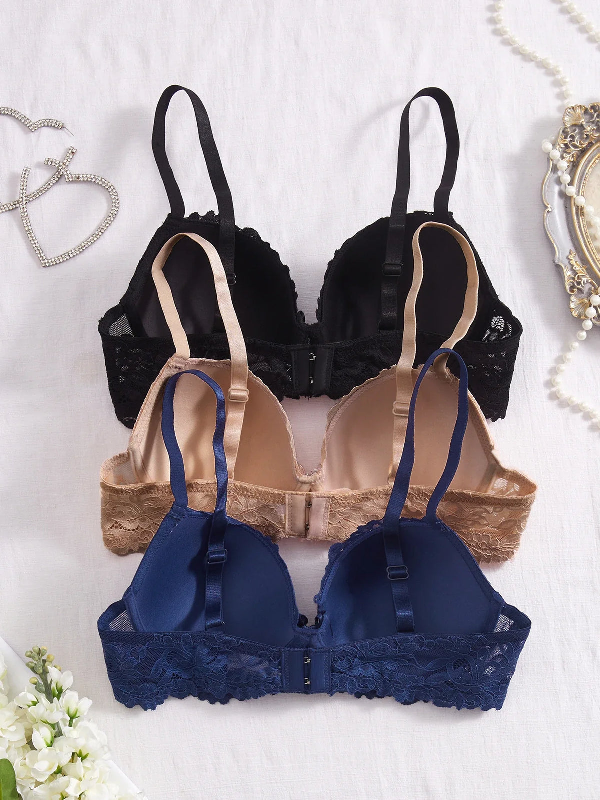 3Pcs Floral Lace Women&