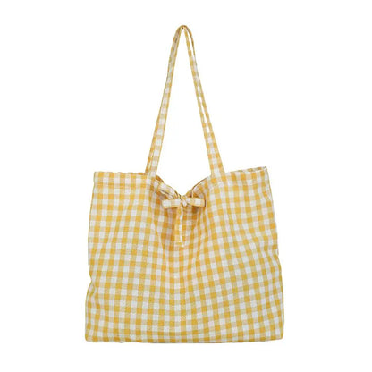 Casual Plaid Tote Bag With Large Capacity Lightweight Shoulder Handbag For Women Daily Use