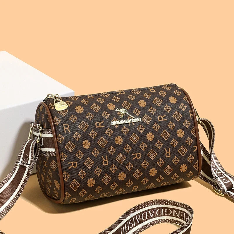 Alphabet Print Shoulder Bag For Women Rectangular Polyester Crossbody With Interior Slot Pocket