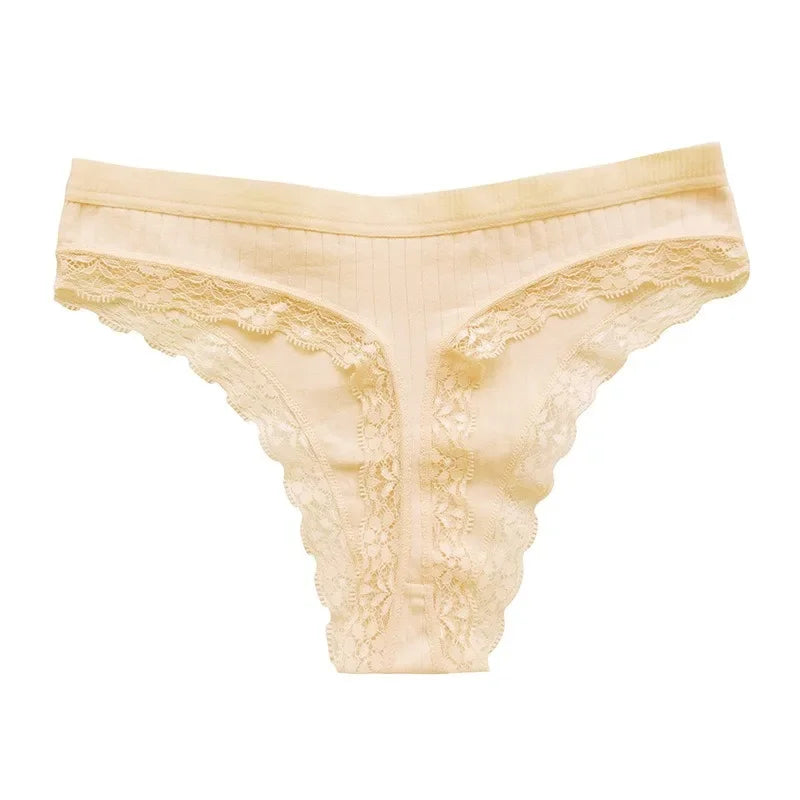 4Pcs/Set Women Cotton Panties Thongs Low Rise G-string Lace Underwear Female Underpants M-XL Sexy Lingerie Panties Intimates