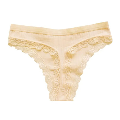 4Pcs/Set Women Cotton Panties Thongs Low Rise G-string Lace Underwear Female Underpants M-XL Sexy Lingerie Panties Intimates