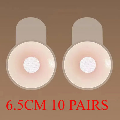 10 Pair 6.5CM Silicone Nipple Covers Adhesive Bra Stickers Invisible Lift Up Chest Pads Reusable Breast Petals for Women