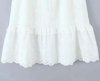 White Cotton Summer Skirt Women Embroidery A-line Long Skirt Spring Lace Up Beach Bobho Skirt Bottoms High Quality Faldas Mujer