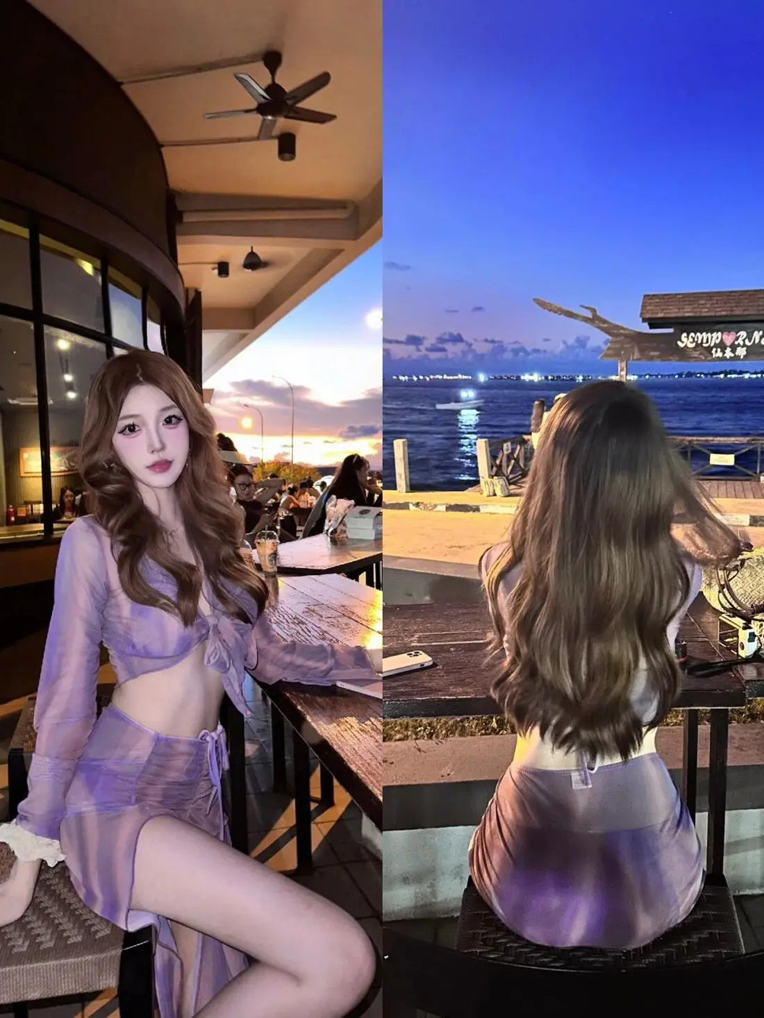 Split Bikini Four Piece Set, Purple Charm, High-end Feeling, Hot Spring Beach Vacation Swimsuit, Women&