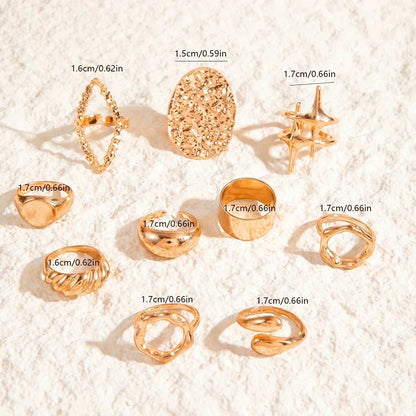 Docona Fashion Elegant Stacking Gold Colour Rings Geometric Design Ring Set Accessories Daily Festival Party Gifts 27910