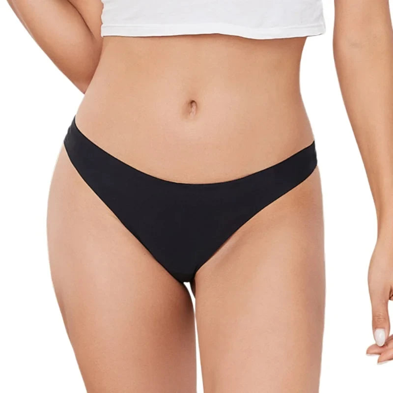1PC Women Seamless Thongs Ice Silk T-back Solid G-String Breathable Crotch Sexy Lingerie Women&