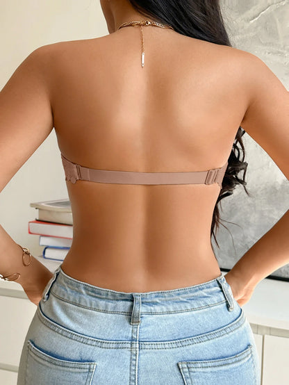 Half Cup Lace Women Strapless Bra Stylish Push Up Underwire Bra Comfortable Front Closure Daily Women&