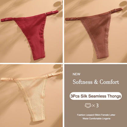 3-Piece Cotton G-String Thong Set for Women
