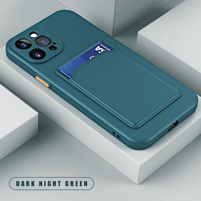 White Soft Wallet Card Holder Phone Case For iPhone 11 12 13 Pro Max Camera Protective Case Wallet Holder Cover Soft Portable Silicone Back Cover Durable Phone Case