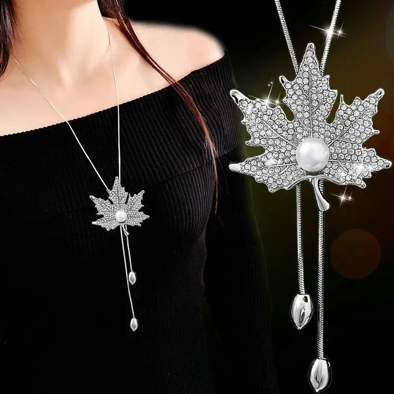 New Arrival Long Necklaces for Women 2024 Fashion Gray Crystal Choker Collier Femme Statement Necklaces &amp; Pendants Accessories
