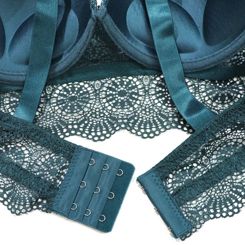 Beauwear Elegant Rhinestone Straps Scallop Trim Bra for women Contrast Lace Push Up Bras 80B 85B 90B 95B-137