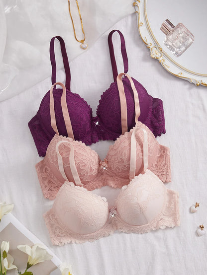 3Pcs Floral Lace Women&