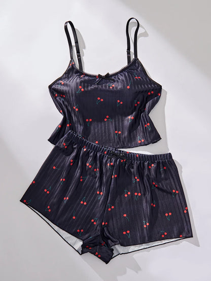 Ladies Sleepwear Set Strap Top And Short Pants Home Clothes Comfortable Soft Material Women&