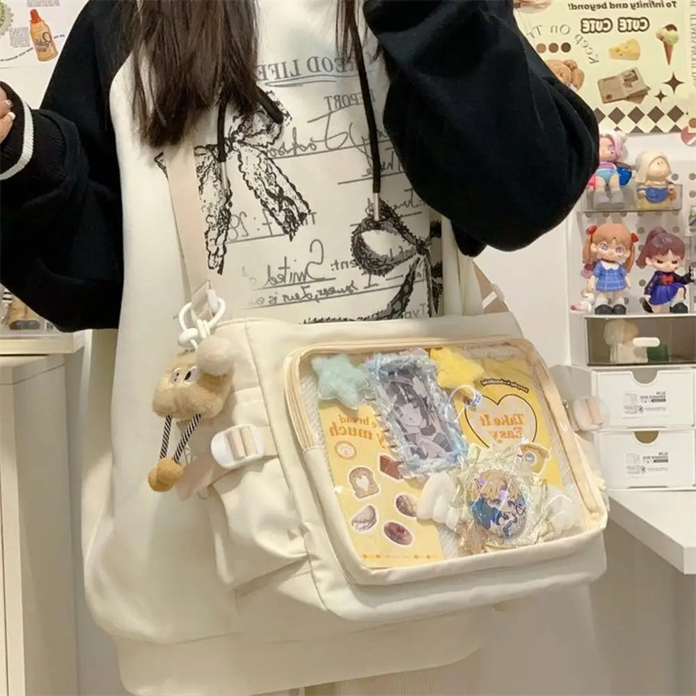 Harajuku Canvas Shoulder Bag - Vintage Y2K Style With Spacious Interior And Lightweight