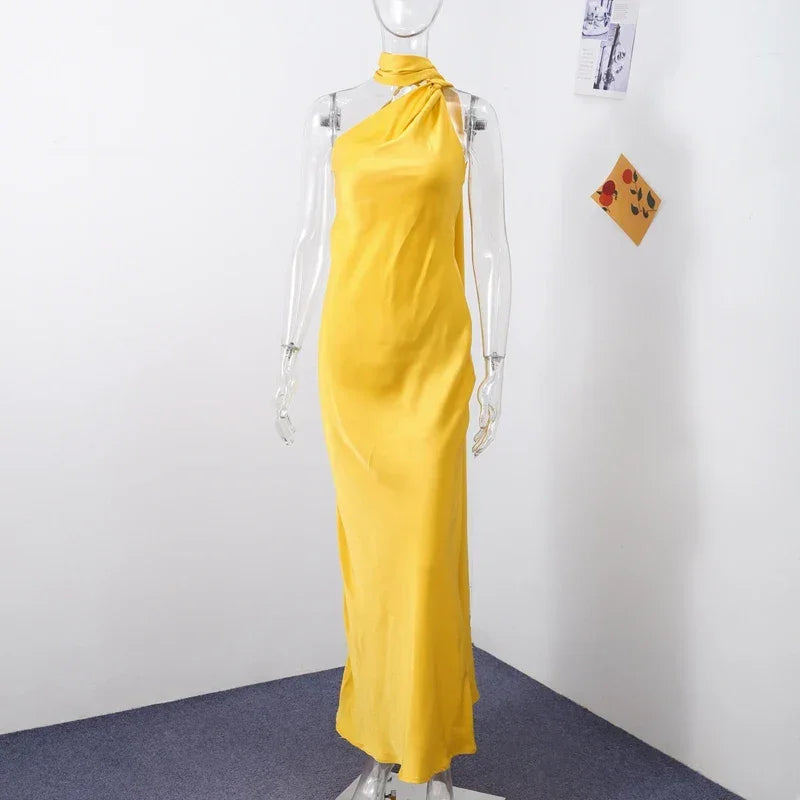 Backless Lace-Up Maxi Dress | Ribbon Sleeveless Evening Gown - Femstylo