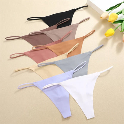 8Pcs/Set Seamless Thong Women Invisible Thin Strap Low Waist High Stretch Flexibility Panties Sexy Underwear Briefs T-back