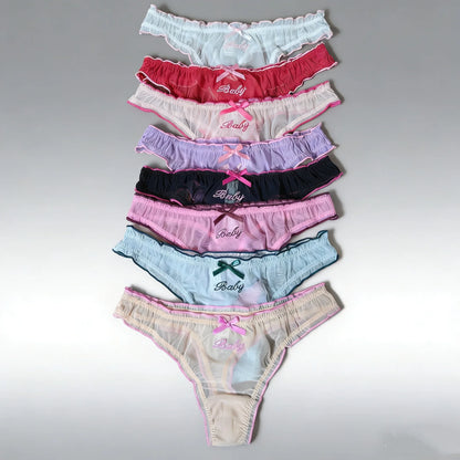 Lace G String Thin Mesh Sexy Girls Panties Women Briefs Thong Hollow Out Underwear Transparent Female Low Waist Lingerie