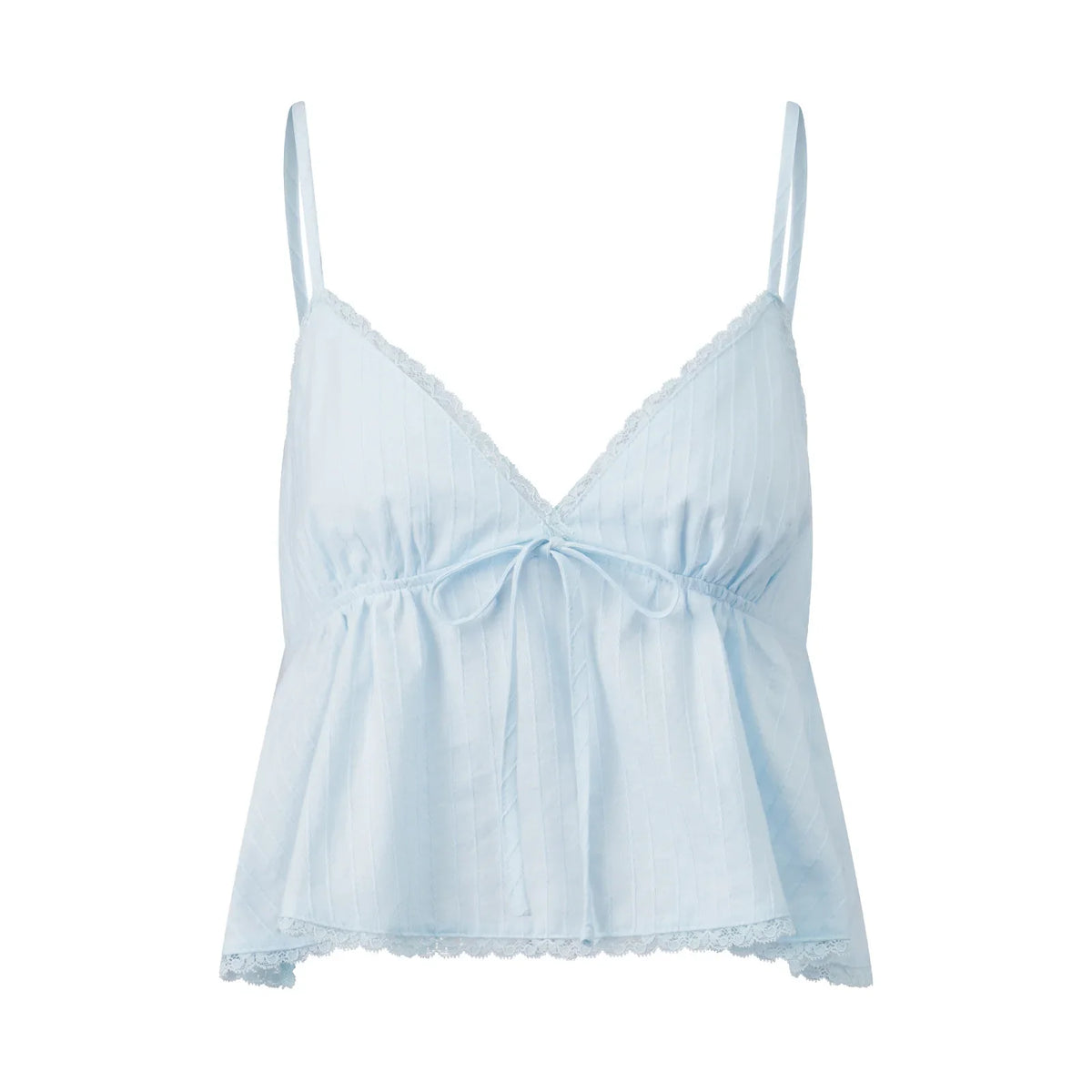 Womens Solid Color Sleep Tank Tops Spaghetti Strap Stylish Lace Trim Striped Front Bow Backless V Neck Sleep Camisoles
