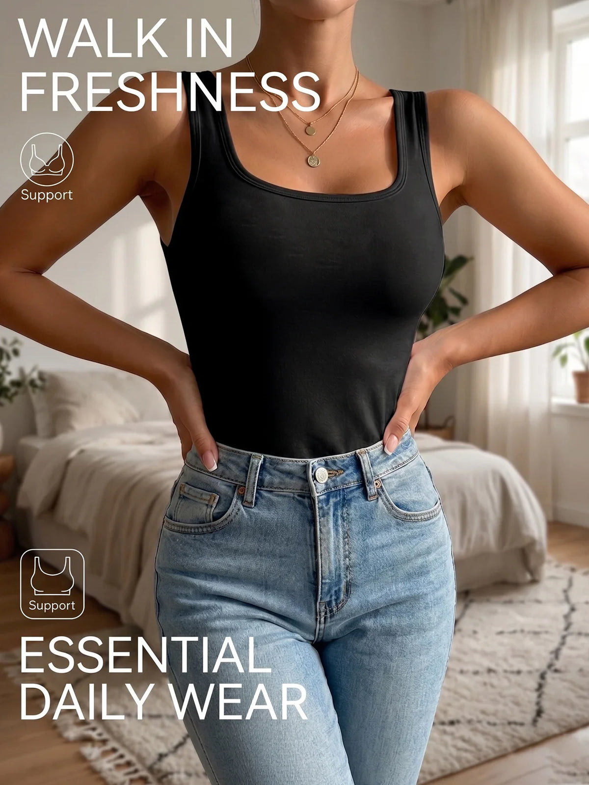 Daily Women Sleeveless Tank Top Solid Padded Bra Camisole Korean Basic Underwear Casual Sports Women&