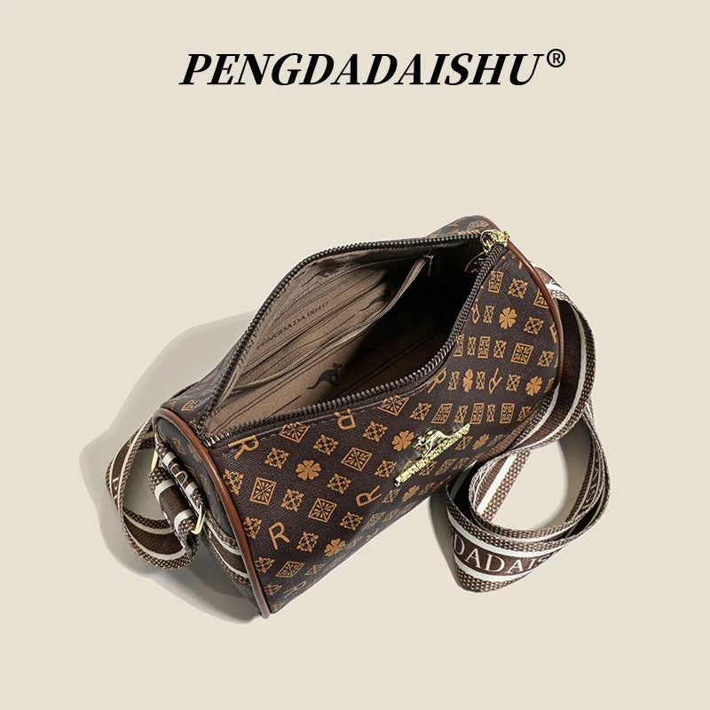 Alphabet Print Shoulder Bag For Women Rectangular Polyester Crossbody With Interior Slot Pocket