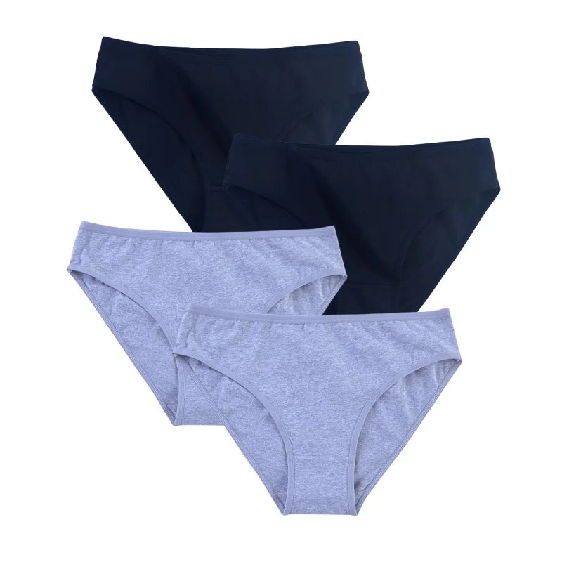 4Pcs/Set Cotton Panties Women Solid Color Underwear Female Underpants Sexy Lingerie M-XL Comfort Soft Briefs Intimates