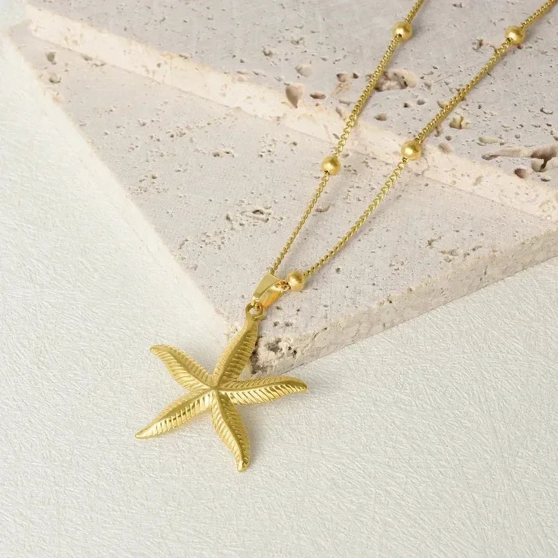 1Pc Temperament Fashion Summer Beach Blue Marine Life Sea Horse Shell Turtle Mini Fish Bead Necklace Classic Clavicle Chain