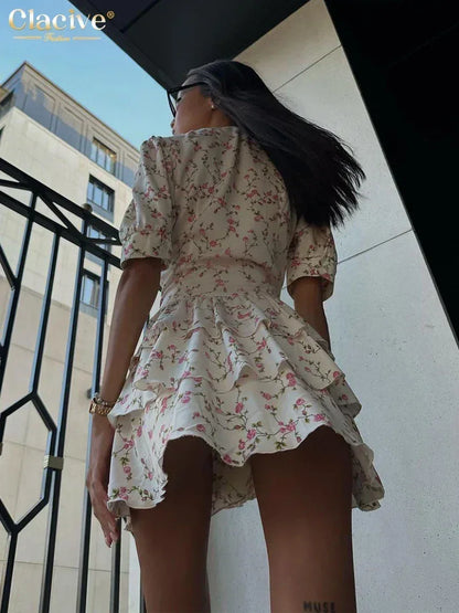 Clacive Summer Slim Print Women&
