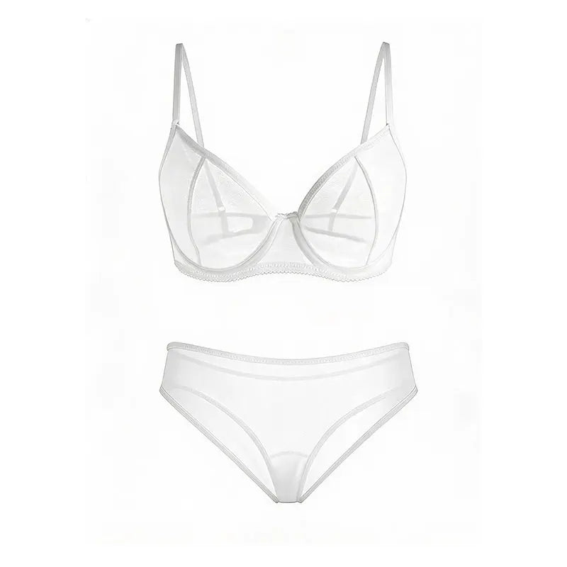Ultra-Thin French-Style Underwire Seductive Bra, See-Through Transparent Sexy Large Bust Mesh Push-Up Lingerie, Plus-Size Bra Set