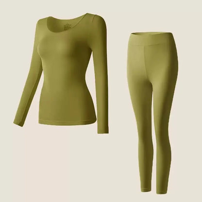 Spring &amp; Autumn Skin-Friendly Top Set Ultra-Thin Seamless Nude Feel High Stretch Long Sleeve Thermal Underwear Women&