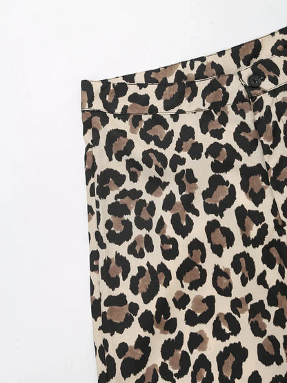 Foridol Leopard Print Wide Leg Long Pants Women Spring Summer Straight Fashion New Pants Zip Casual Female Pantalones 2025