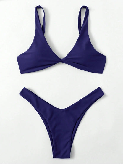 ZTVitality Solid Tie Sexy Bikini 2021 Hot Sale Padded Bra High Leg Bandage Push Up Bikini Set Brazilian Swimsuit Women Swimwear