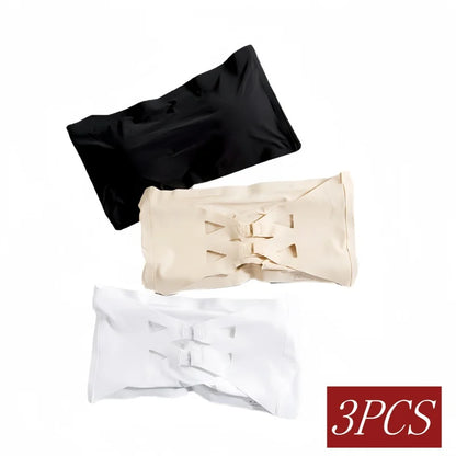 3Pcs/Set Strapless Bra Ice Silk Tube Tops Women Seamless Underwear Invisible Wrapped Chest Female Backless Bra Intimates