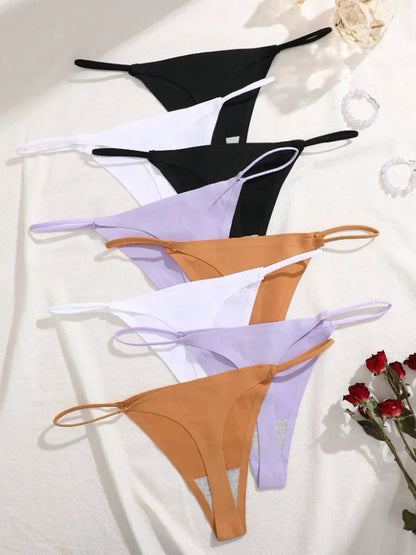 8Pcs/Set Seamless Thong Women Invisible Thin Strap Low Waist High Stretch Flexibility Panties Sexy Underwear Briefs T-back