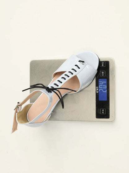 T-Shaped Strap High Slim Heel Peep Toe Hollowed Sexy Sandals Smooth Patent Leather Material Ankle Buckle Women&