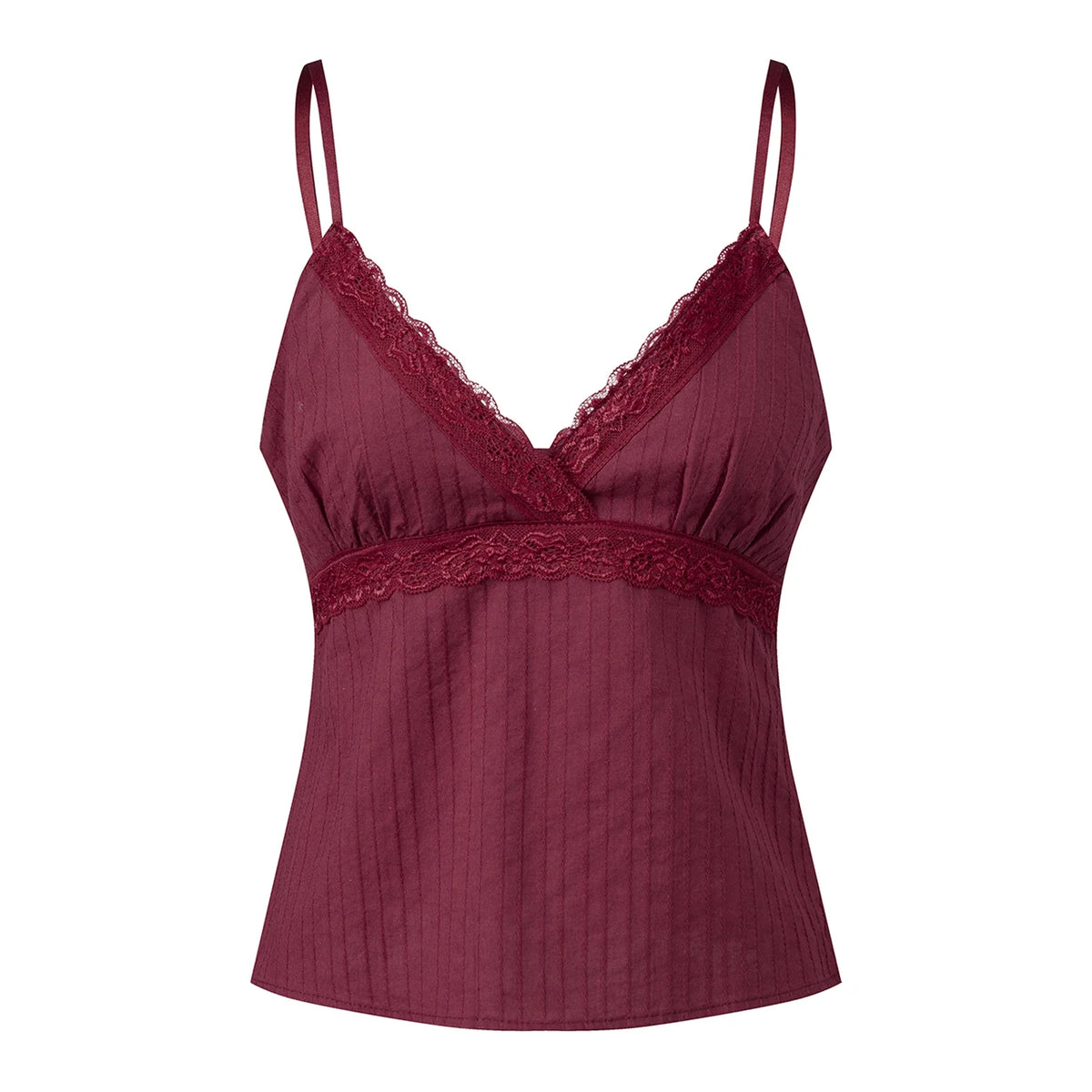 Women Camisole Solid Color Spaghetti Straps V-neck Lace Patchwork Summer Tops for Party Club